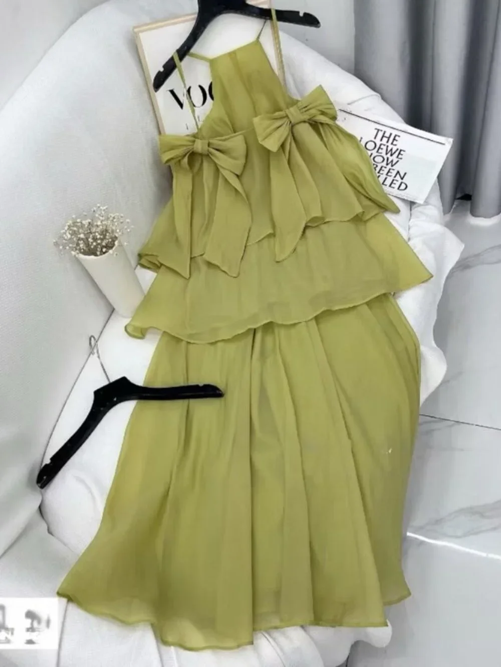 Pistachio Green Tiered Bow 2-Piece Set (Maxi Skirt & Top)